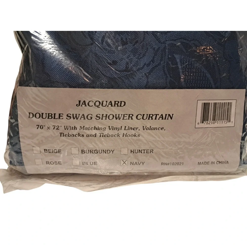 Jacquard Double Swag Shower Curtain Navy Blue 70